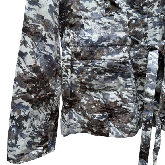 Coldwater Creek Womens Jacket 16 Camo Blue Gray Drawstring Tie Blazer NWT - Picture 7 of 9